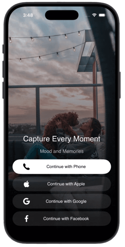 Welcome screen — capture every moment