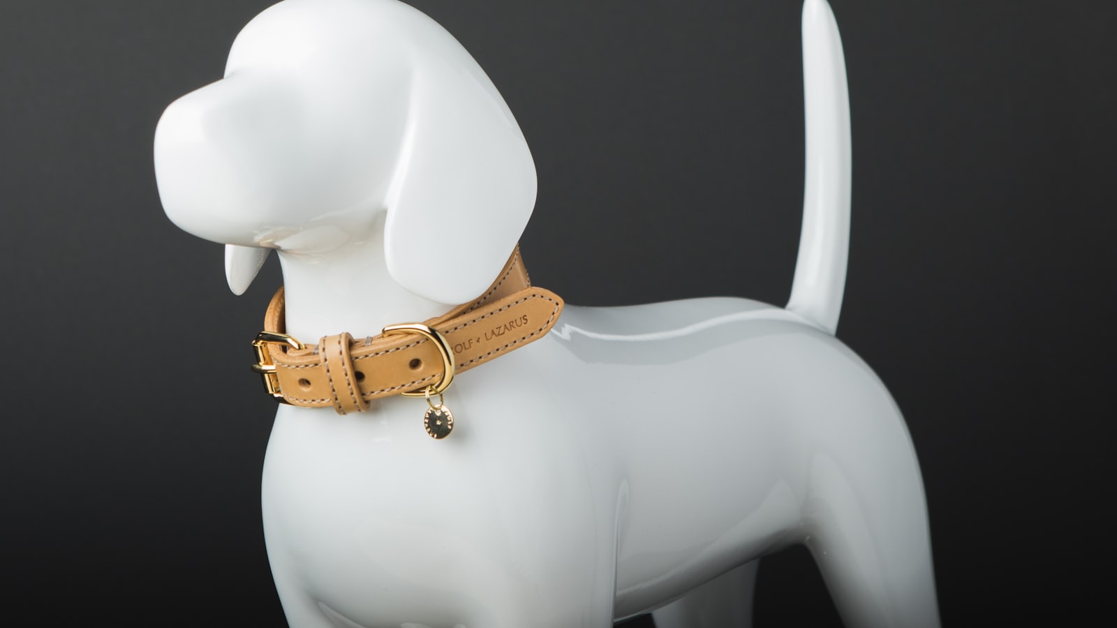 beige leather dog collar